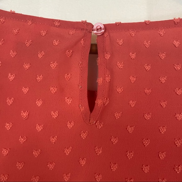 LC LAUREN CONRAD Coral Blouse 3/4 Sleeve Ruffle Sleeve Size Extra Small - Picture 7 of 9